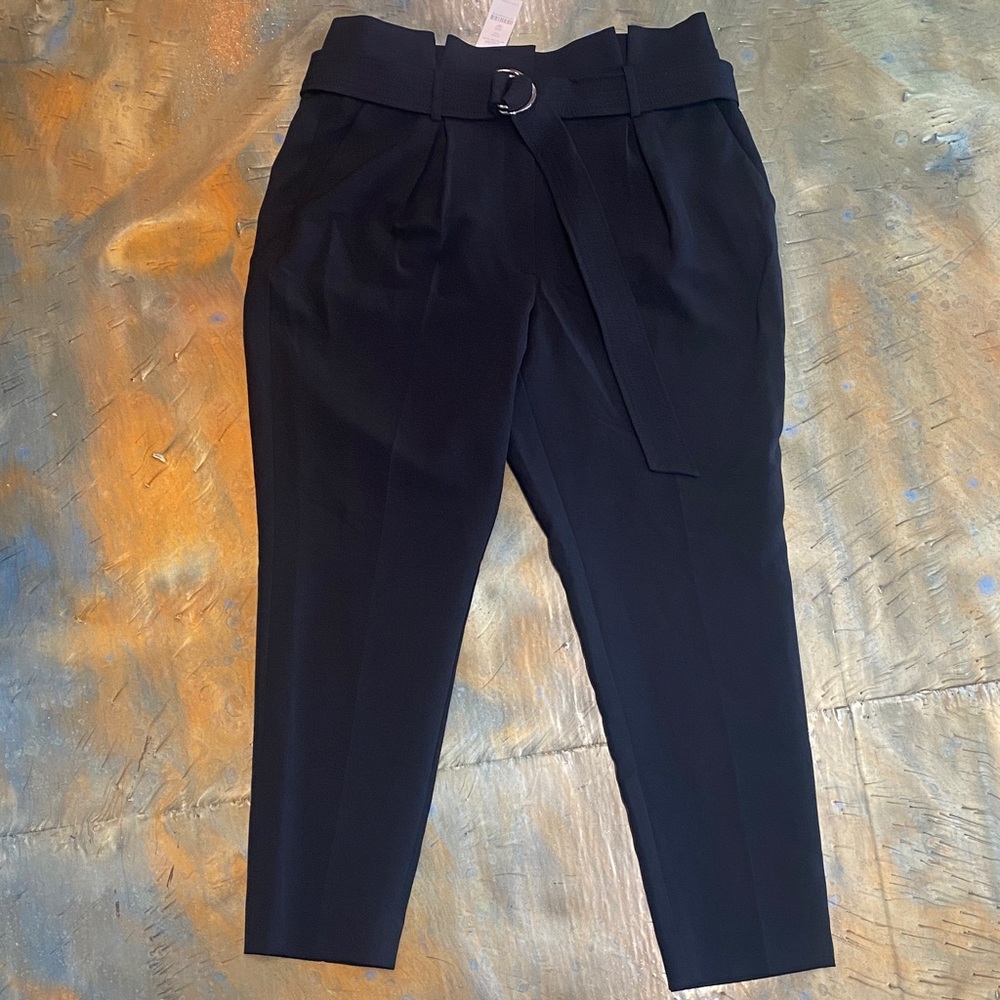 White House Black Market Black Belted Dress Trousers The Tapered Ankle